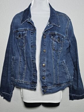 Nine West Jeans Denim Jacket Women’s XXL Missy Stretch Blue Trucker